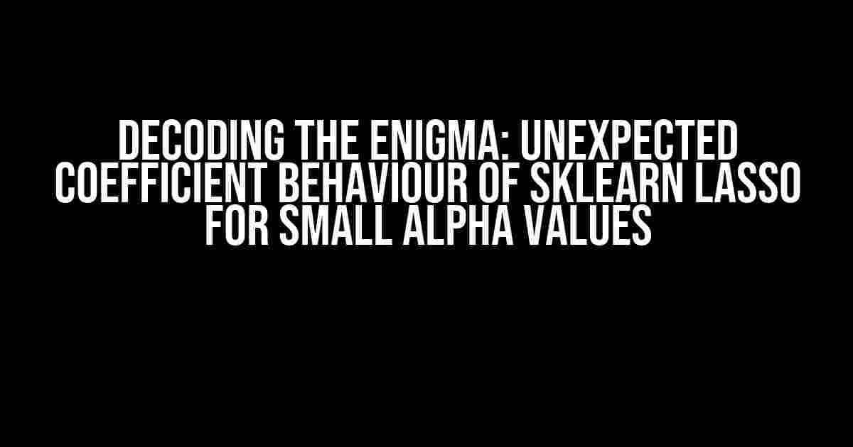 Decoding the Enigma: Unexpected Coefficient Behaviour of sklearn Lasso for Small Alpha Values